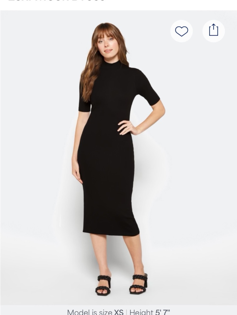 Marine Layer Black Ribbed Mock-Neck Midi Dress